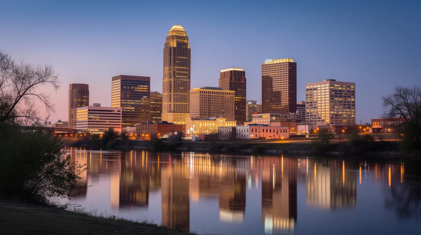 The image captures the Fort Worth skyline at dusk, with warm golden light reflecting off the modern buildings, showcasing the city's vibrant architecture. In the background, the Trinity River and cultural district hint at the rich history and world-class museums that define Fort Worth, Texas.