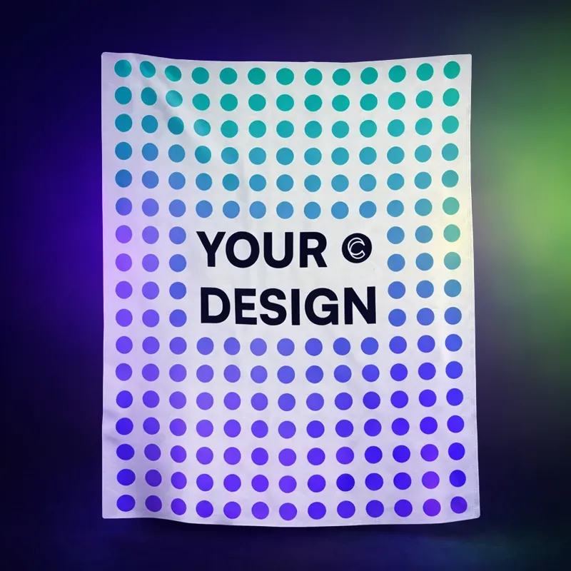 Customizable blanket mockup showing placeholder design placement using Customily.