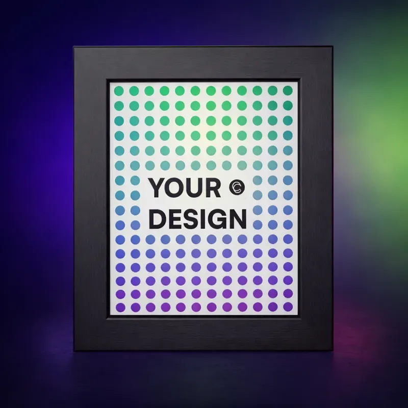Customizable wall frame mockup showing placeholder design placement using Customily.