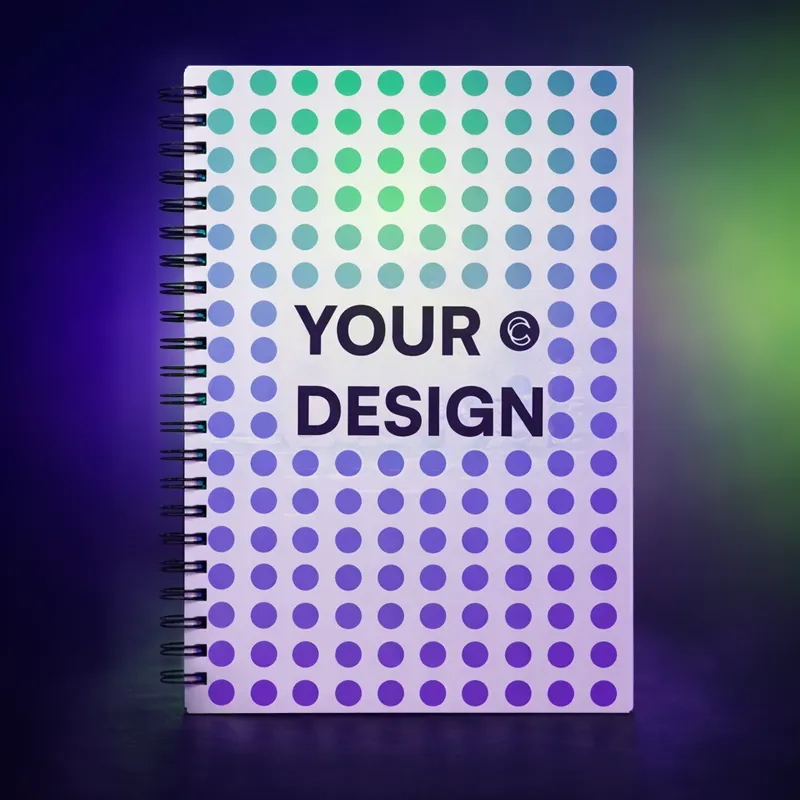 Customizable notebook mockup showing placeholder design placement using Customily.