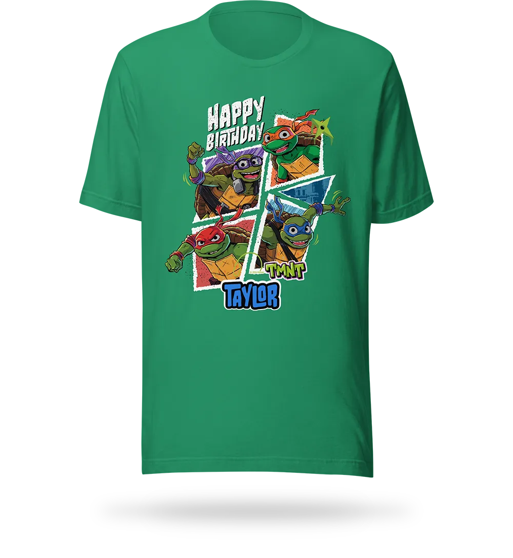 Personalized Teenage Mutant Ninja Turtles birthday t-shirt sold with Customily