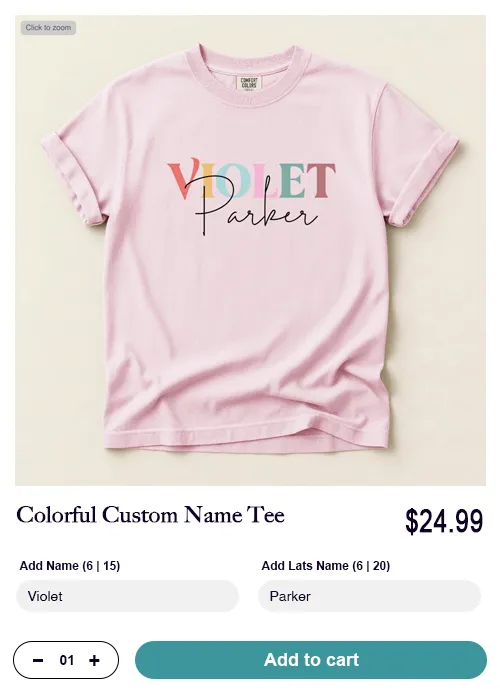 Shoppers customizing a personalized t-shirt with live preview on an online store
