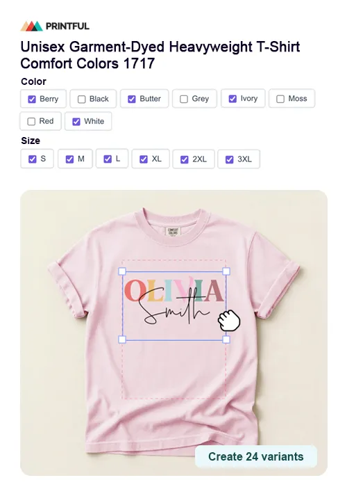 Create a personalized t-shirt product using Customily design tools and POD products