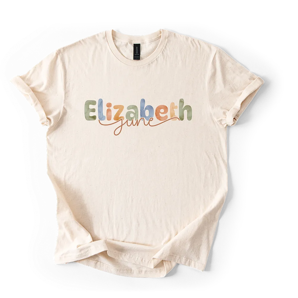 Personalized t-shirt with customizable text fonts and color options