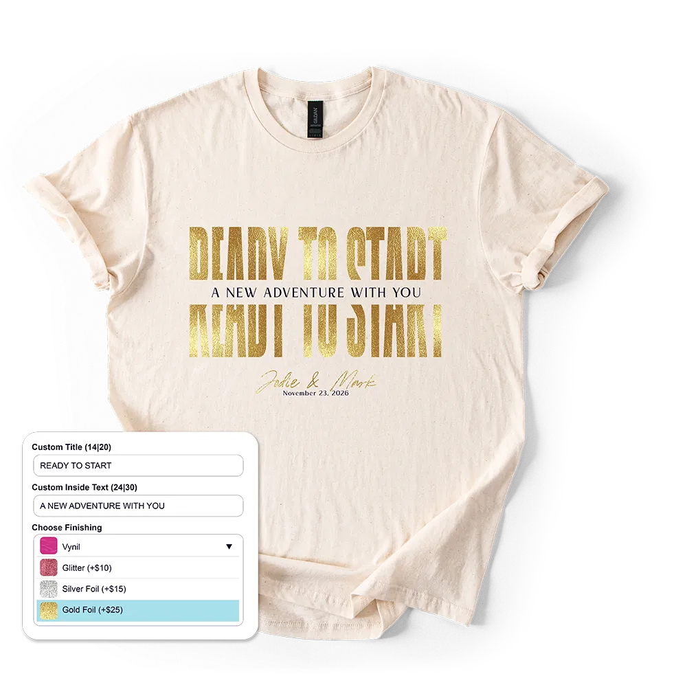 Dynamic pricing options for premium t-shirt personalization finishes