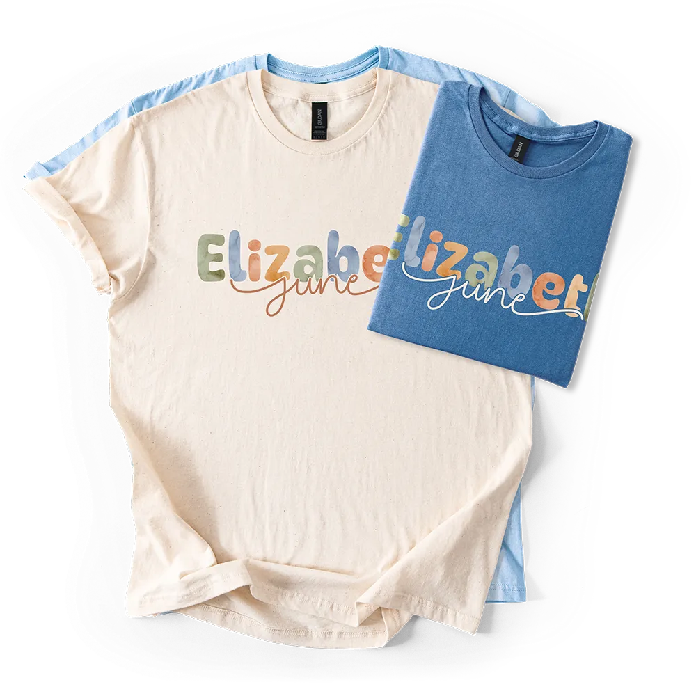 Personalized t-shirt with customizable color variations and live product preview