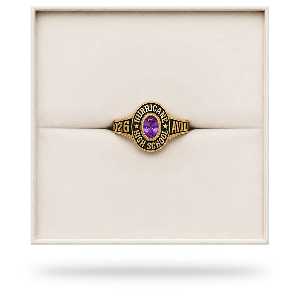 Customized ring with text and stone