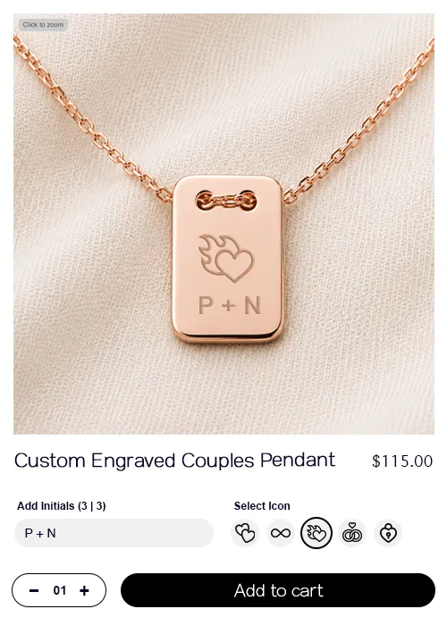 Personalized engraved pendant store listing