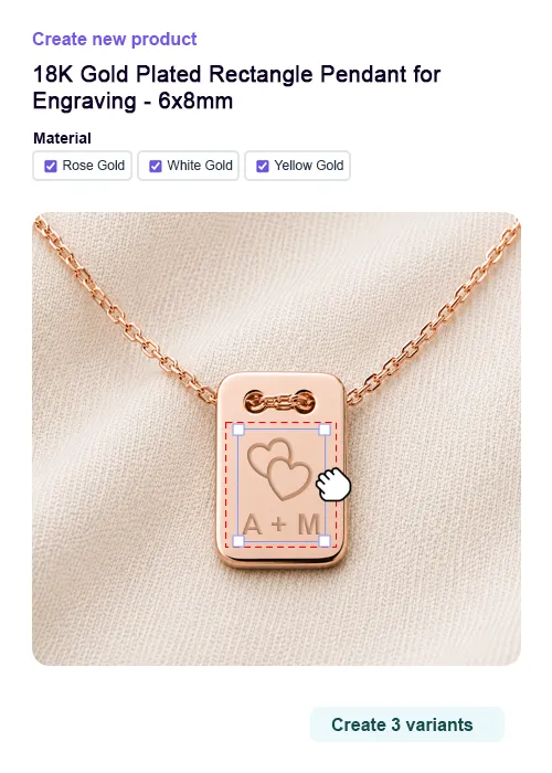 Personalized pendant for engraving
