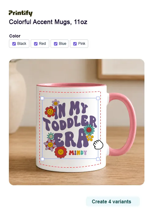 Create a personalized mug using Customily design tools and POD products