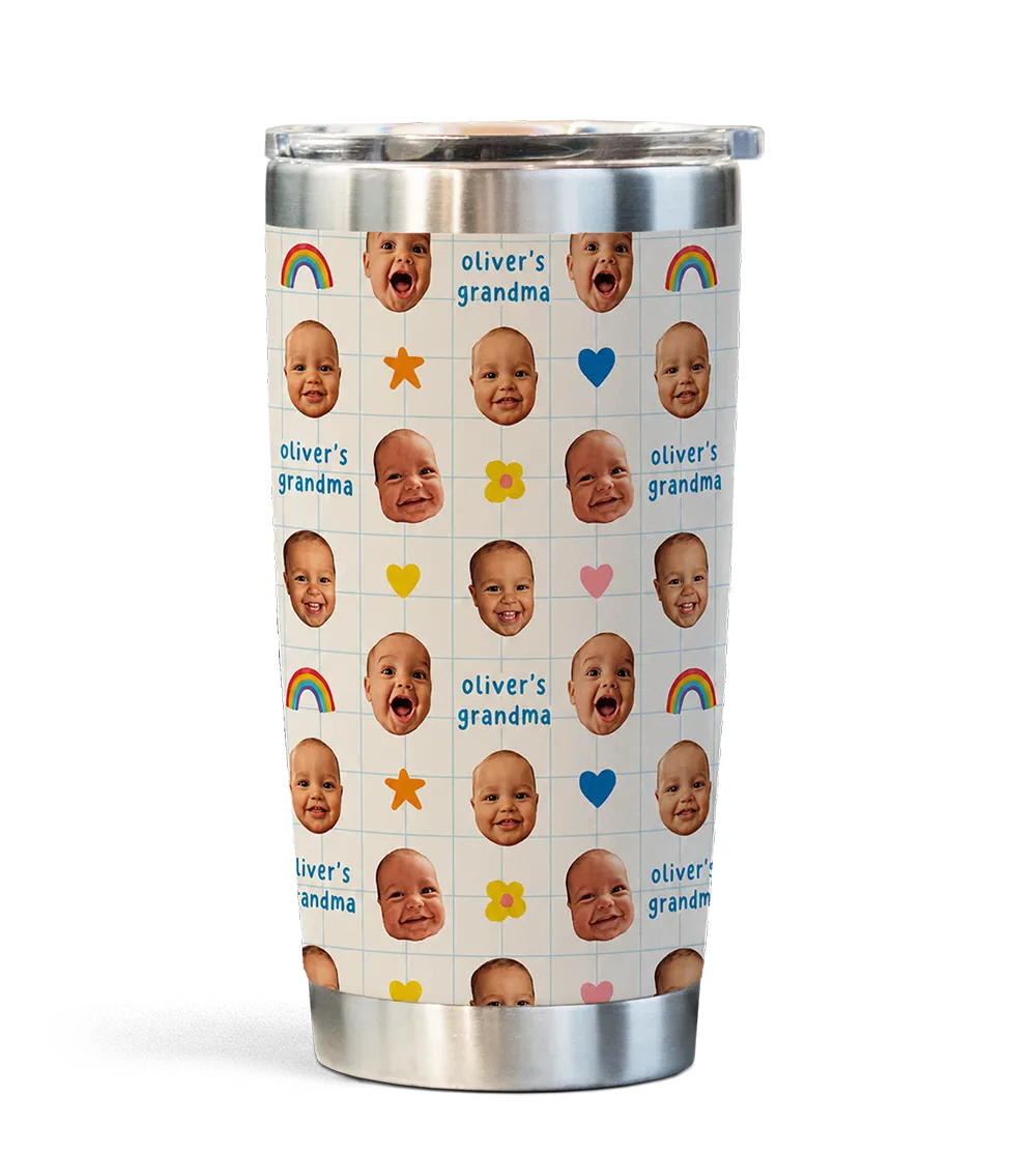 Custom photo tumbler created with shopper photo upload and AI image effects