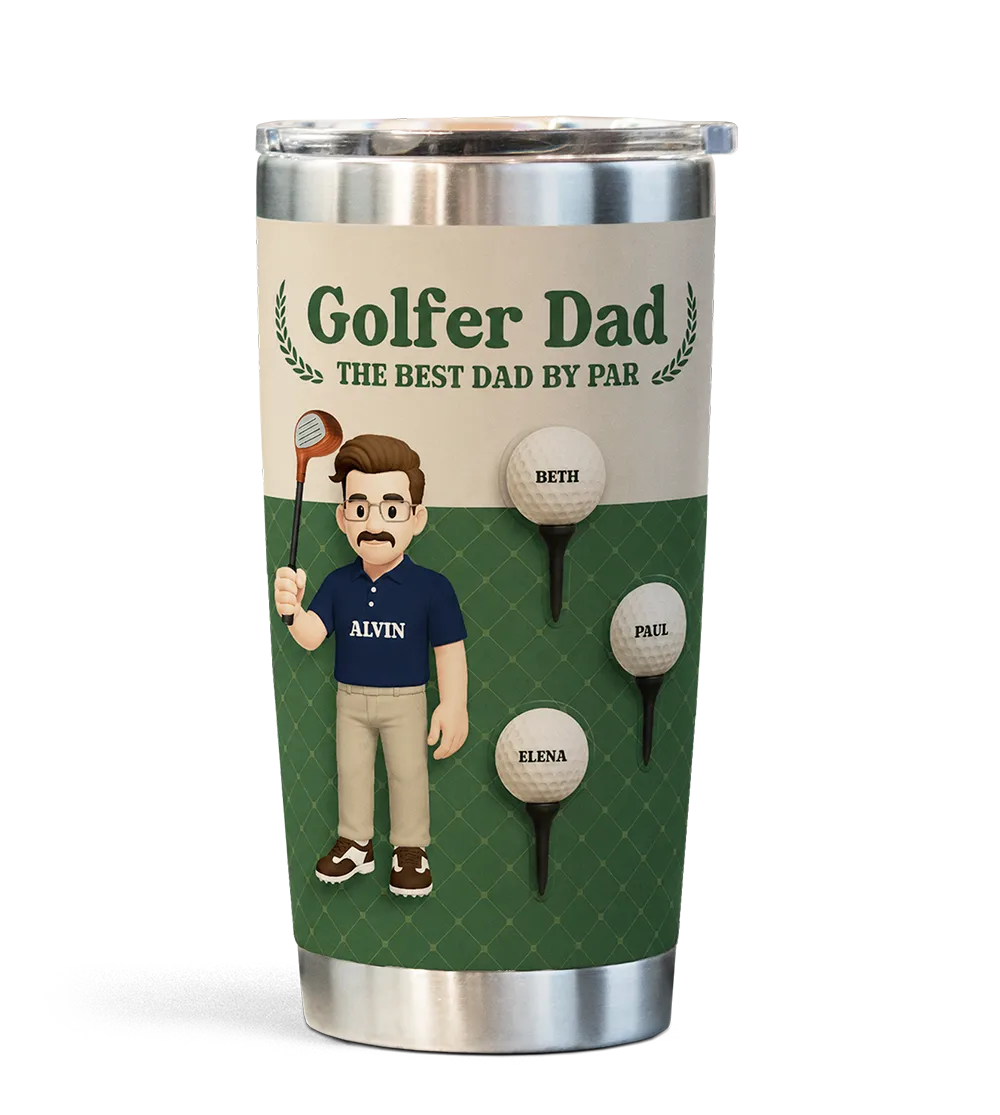 Personalized illustrated dad tumbler created with Customily clipart and design assets