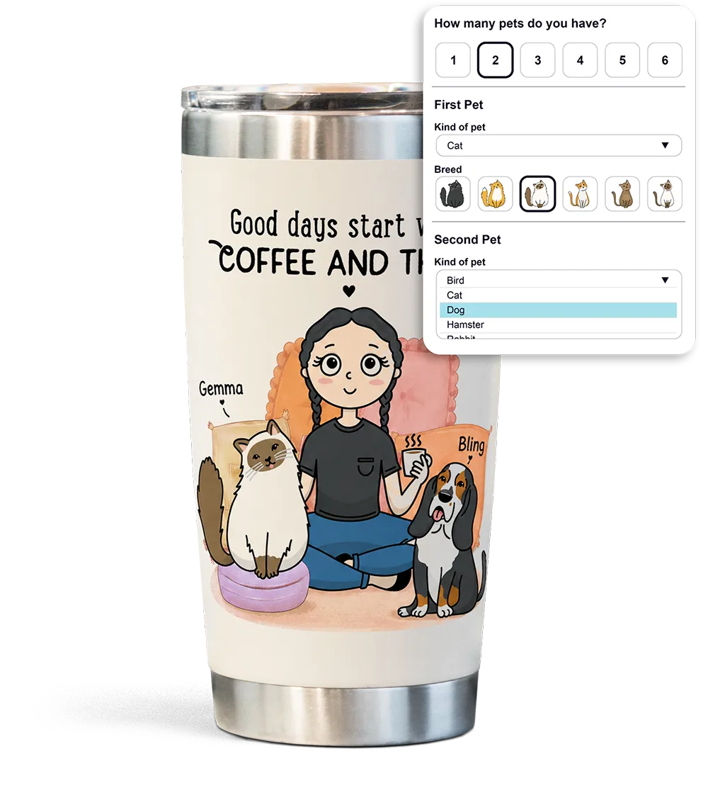 Conditional personalization options for customizing a multi-pet tumbler design