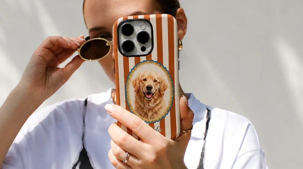 Tough phone case personalized with a watercolor pet portrait