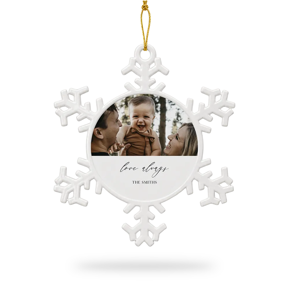 Personalized family ornament with custom photo by Weddingstar sold with Customily