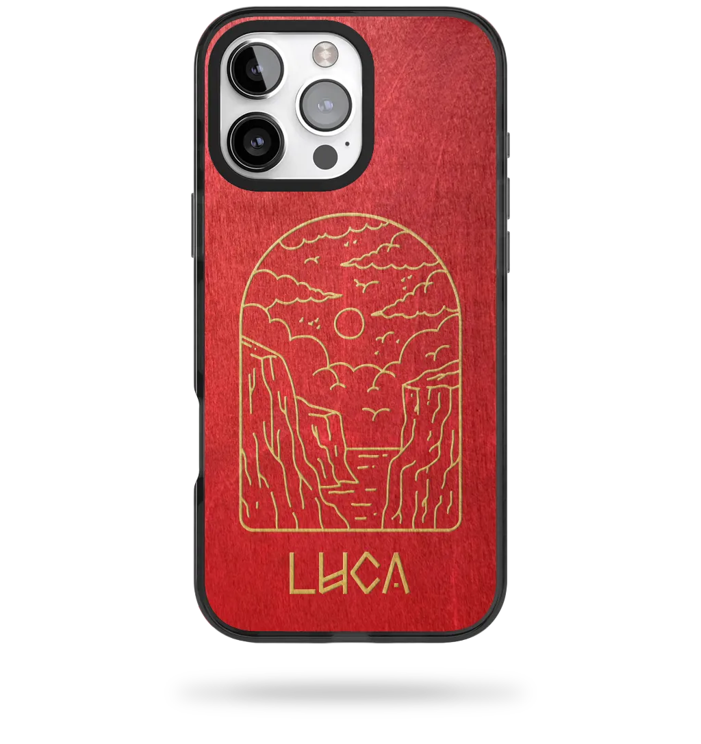 Personalized phone case with custom engraving by Lastu sold with Customily