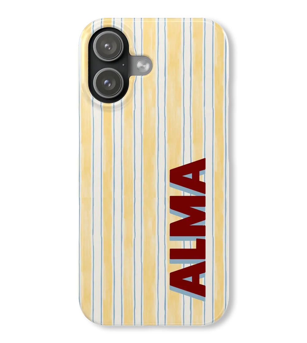 Personalized phone case with customizable text, fonts, and color options