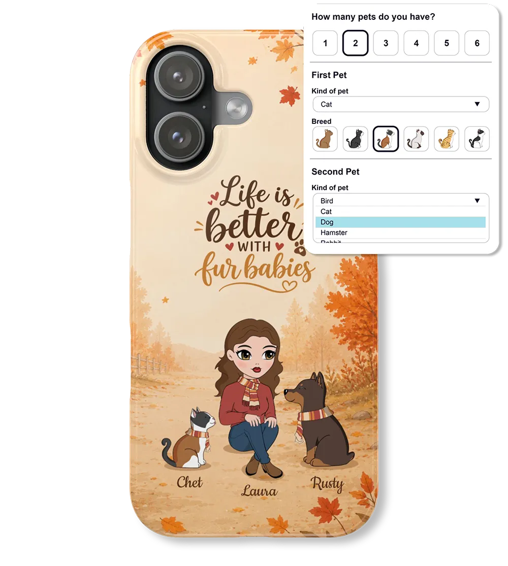 Conditional personalization options for customizing a multi-pet phone case design