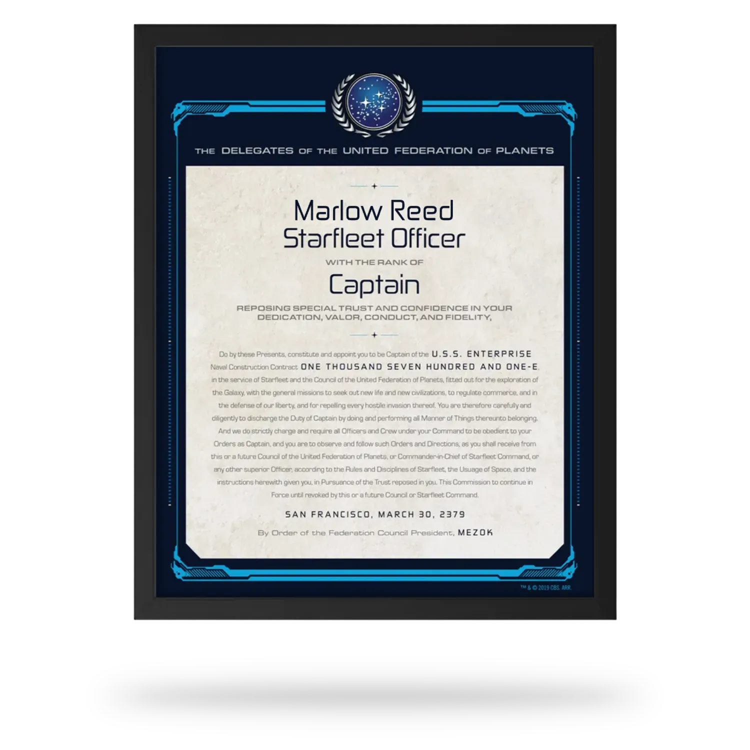 Personalized framed movie style poster with custom name by Star Trek sold with Customily