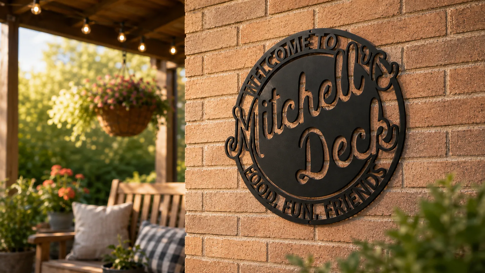 Personalized outdoor metal family sign with custom last name