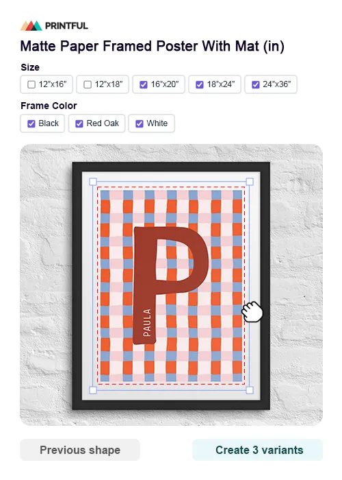 Create a personalized framed poster using Customily design tools and POD products