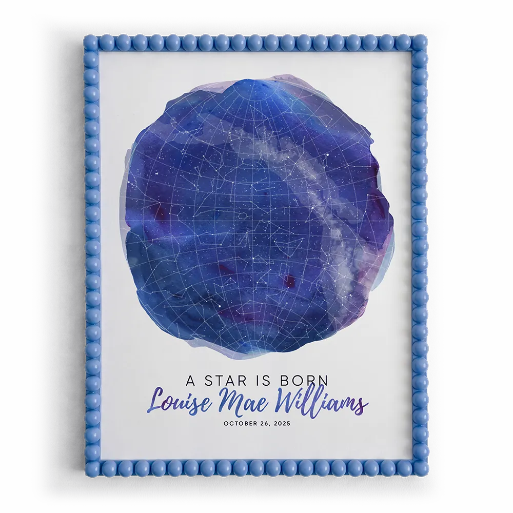 Personalized poster with a star map design created with Customily