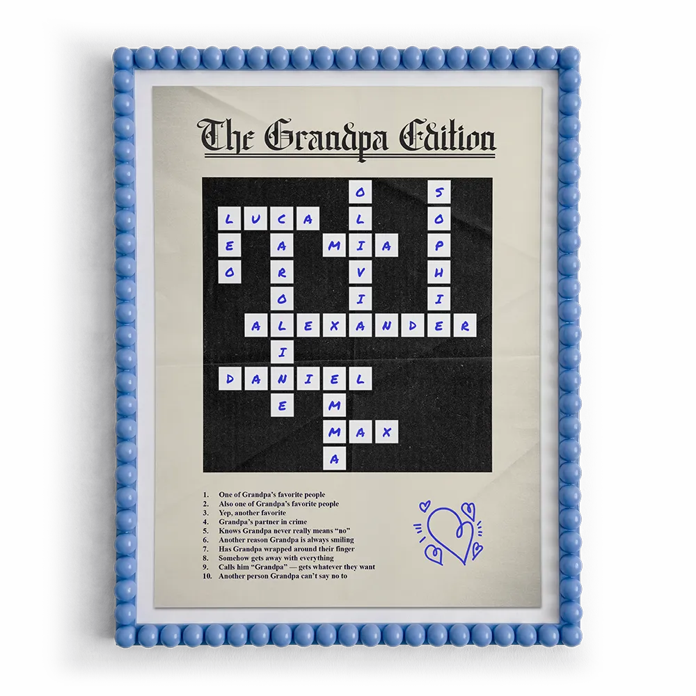 Poster featuring an interactive custom crossword design created wtih Customily