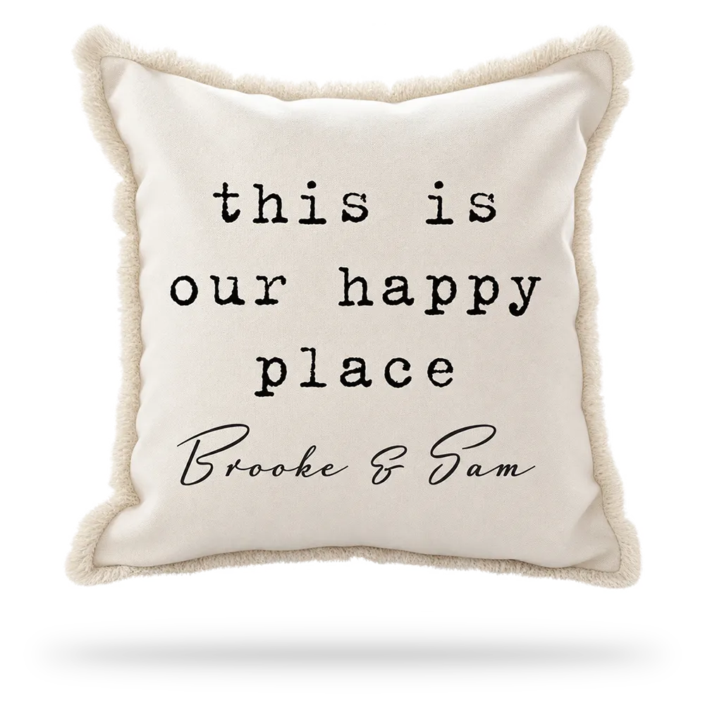 Personalized pillow with custom names by Rustic Marlin sold with Customily