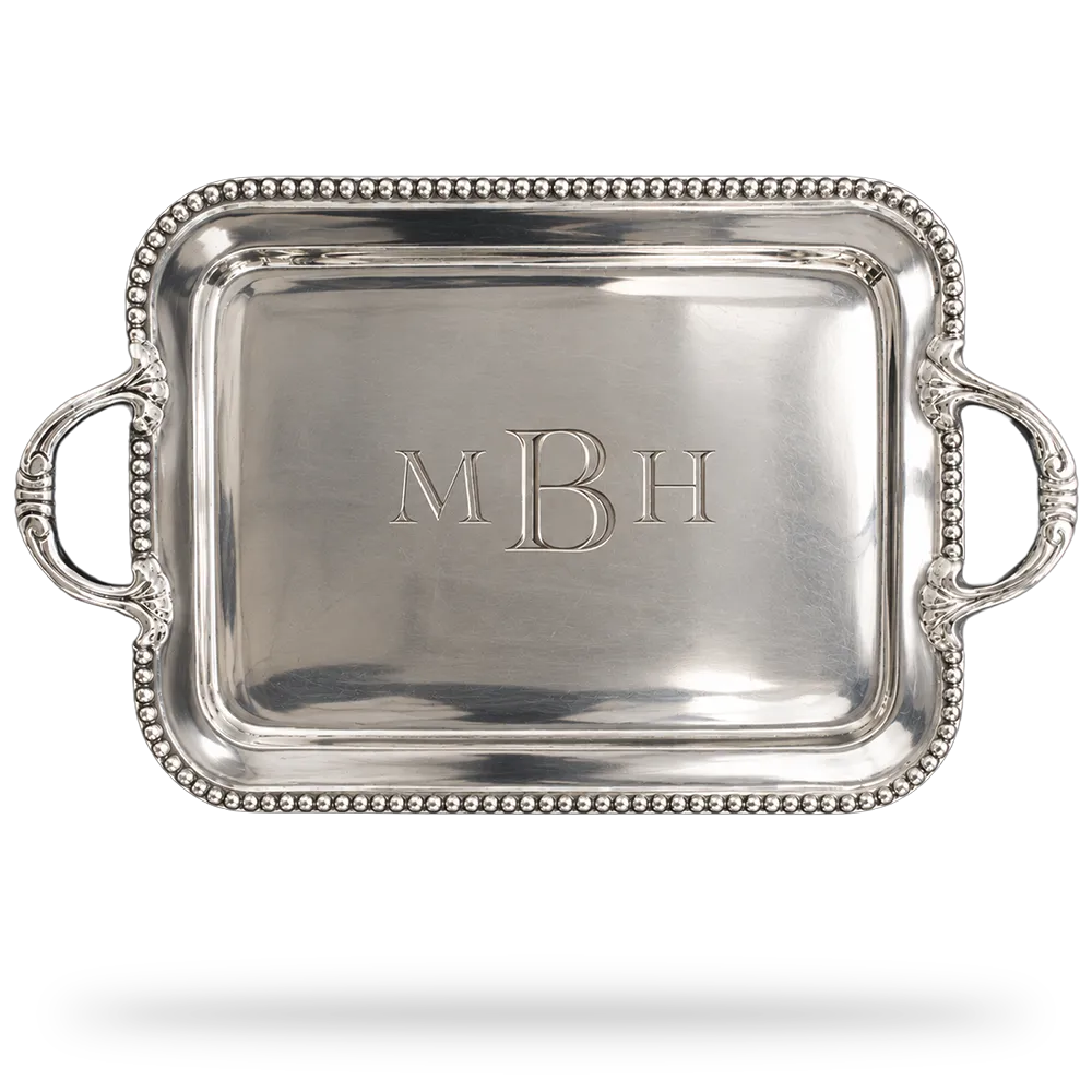 Personalized silver tray with custom monogram by Beatriz Ball sold with Customily