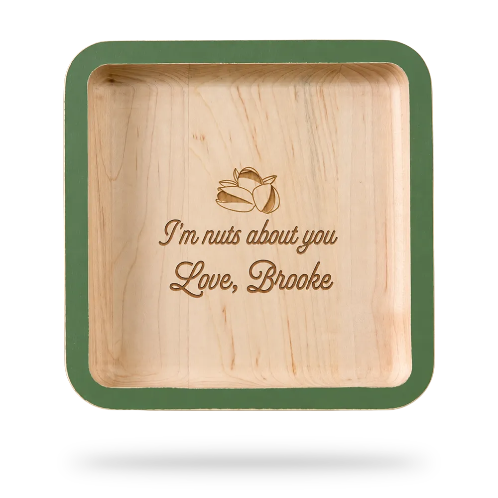 Personalized wooden bowl with custom engraving by Uncommon Goods sold with Customily