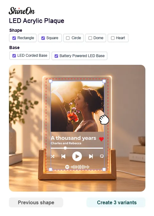 Create a acrylic plaque decoration using Customily design tools and POD products