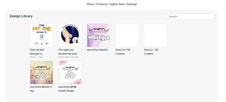 Customily App Design Library Menu