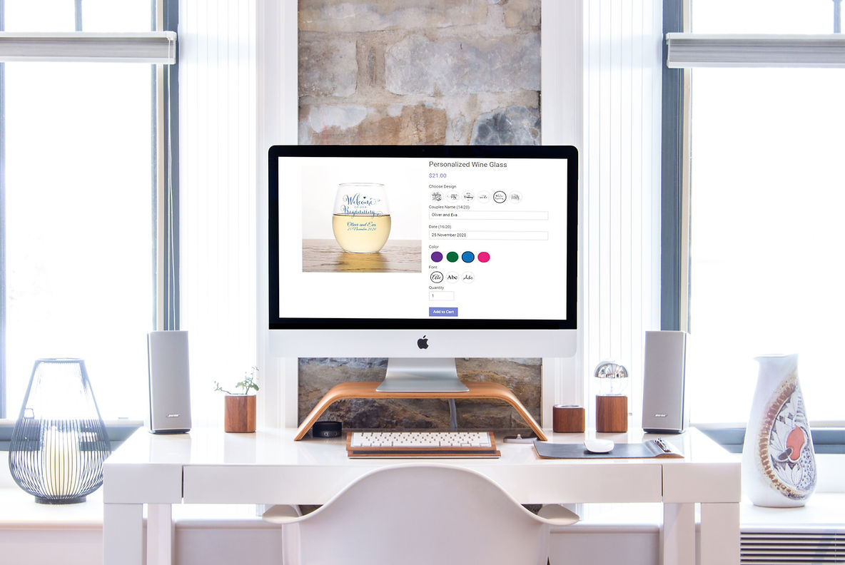 Desktop with a personalized product