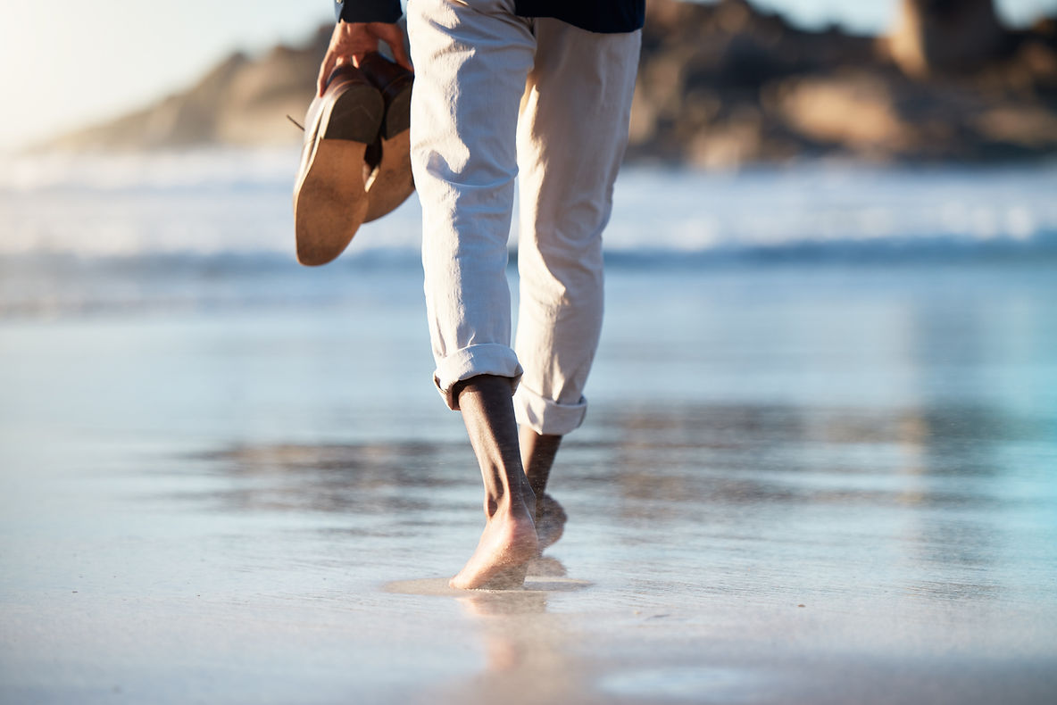 dip feet into the water