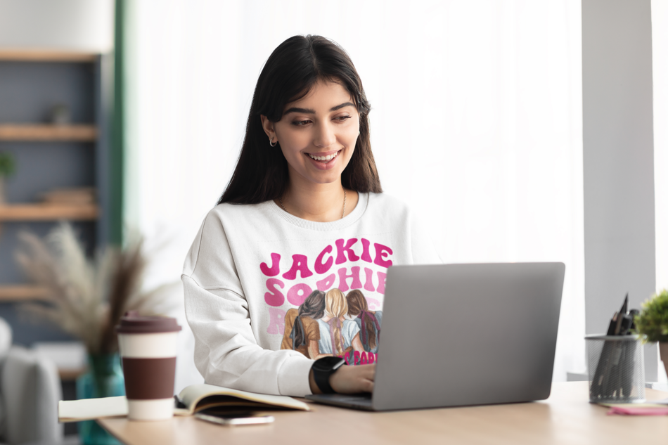 girl working with a custom shirt