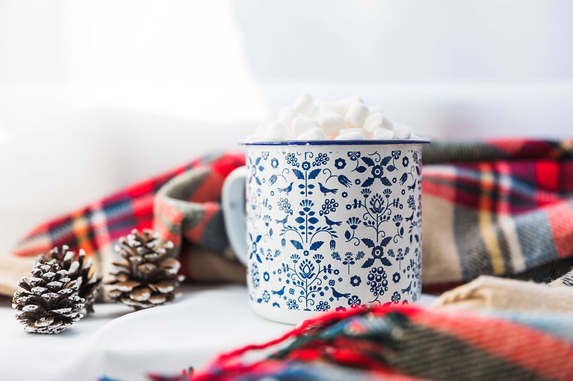 Winter mug with a cozy background