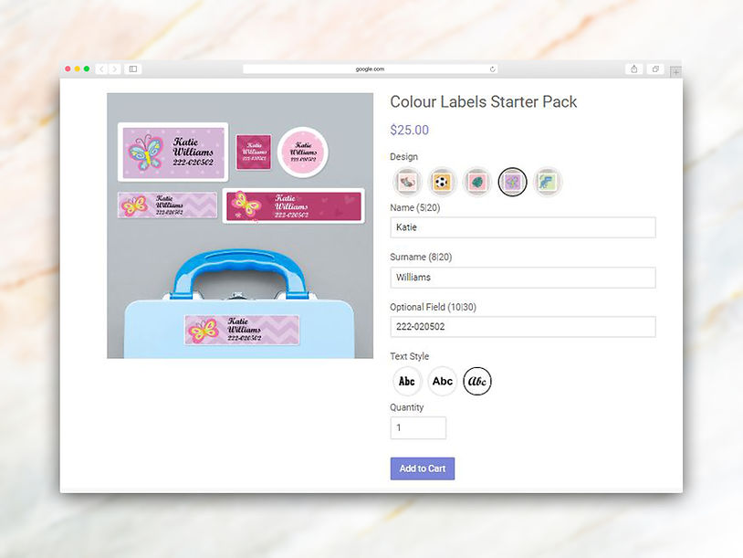 Personalized product screenshot