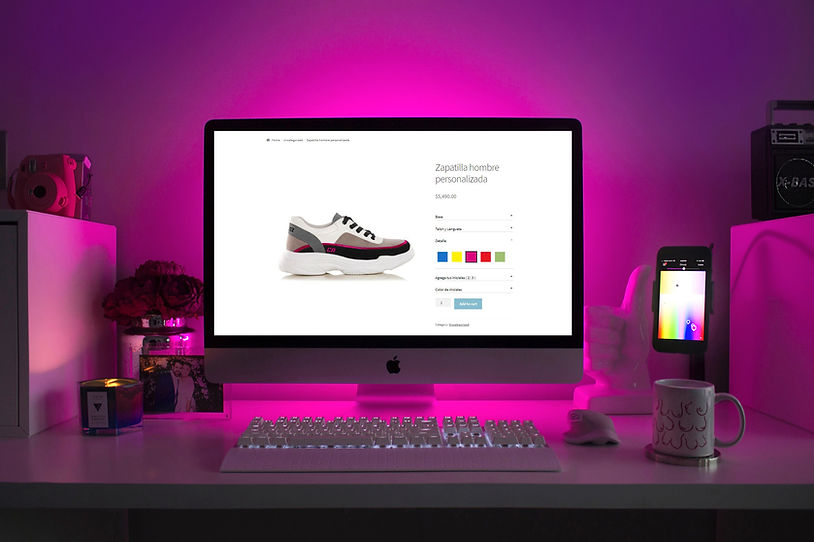 Computer with a product page on the screen