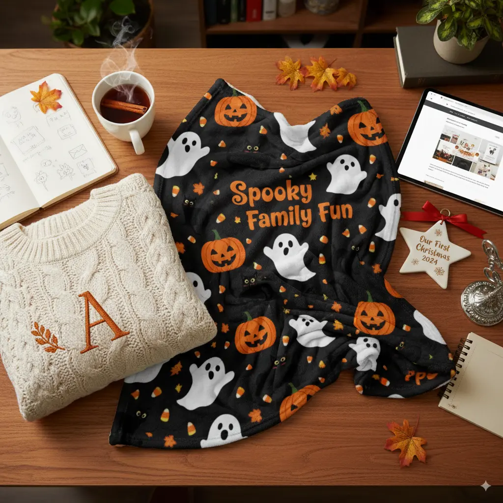Set of personalized products over a desk