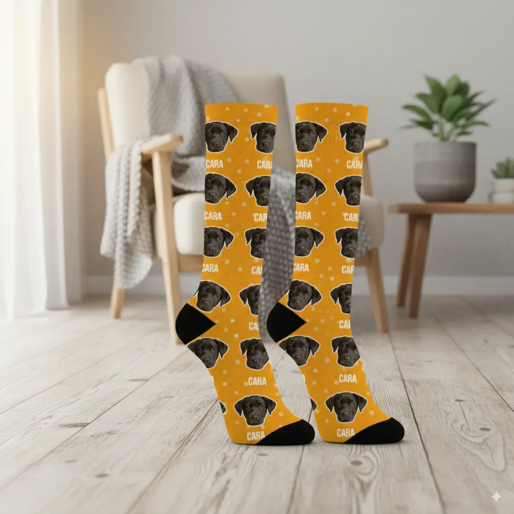 Personalized socks with face cut made by Customily
