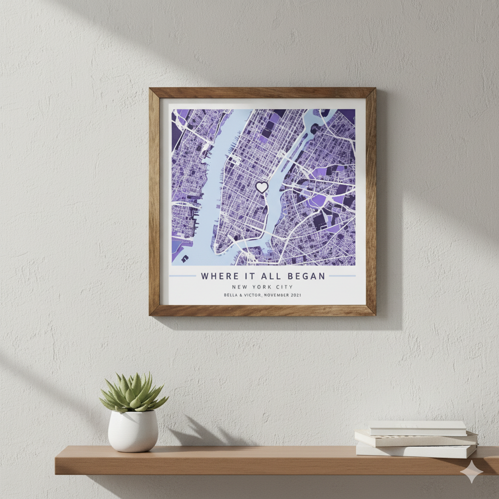Personalized map frame made with Customily
