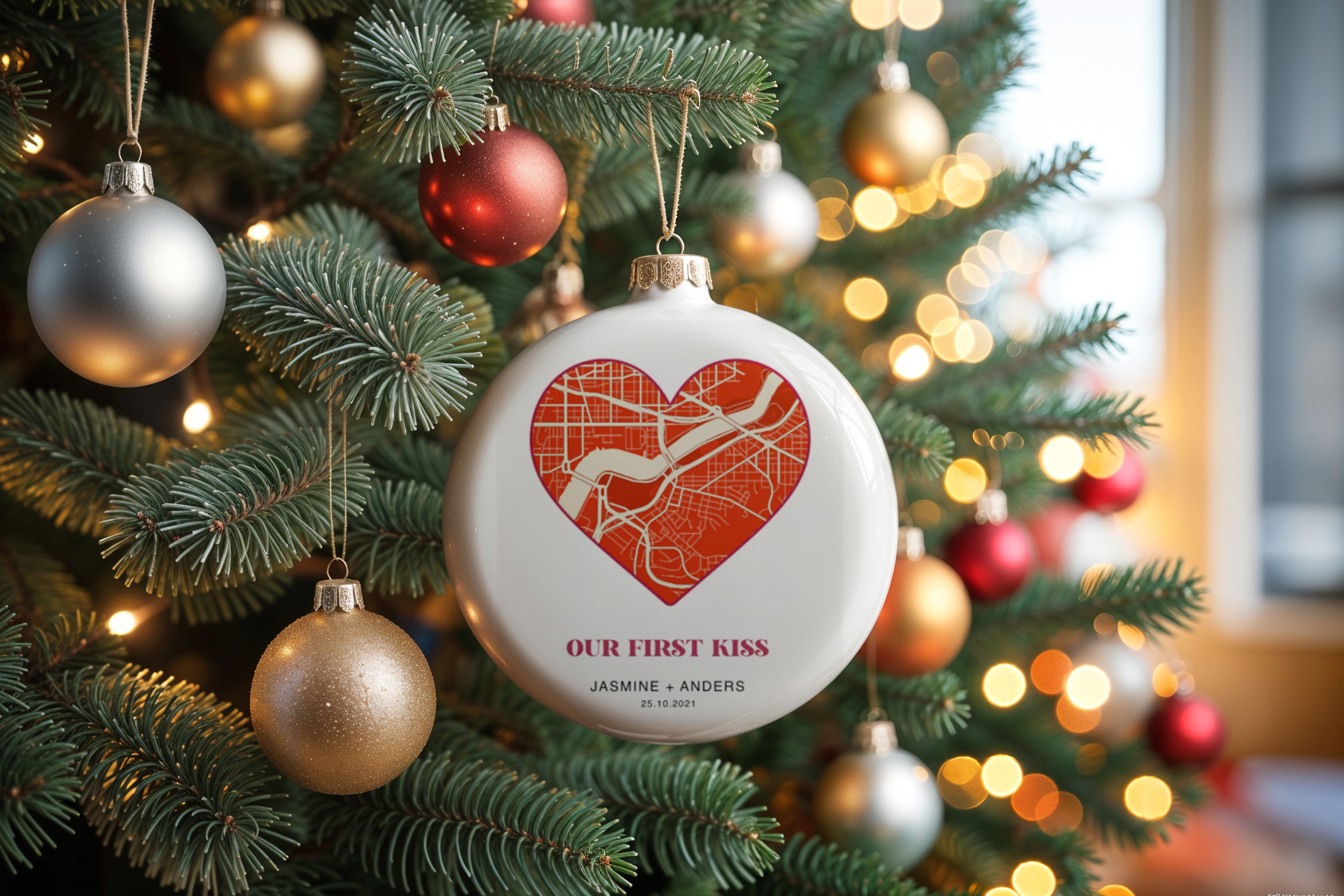 Custom street map ornament made with Customily