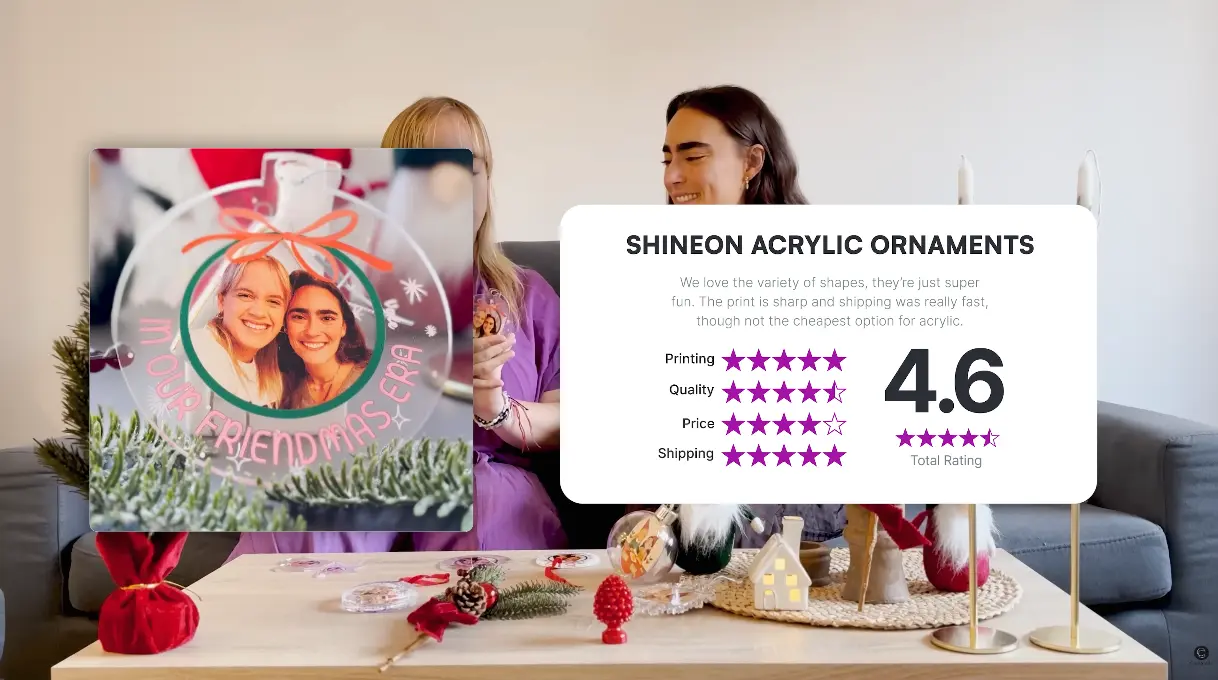 ShineOn Acrylic Ornaments Rating Card