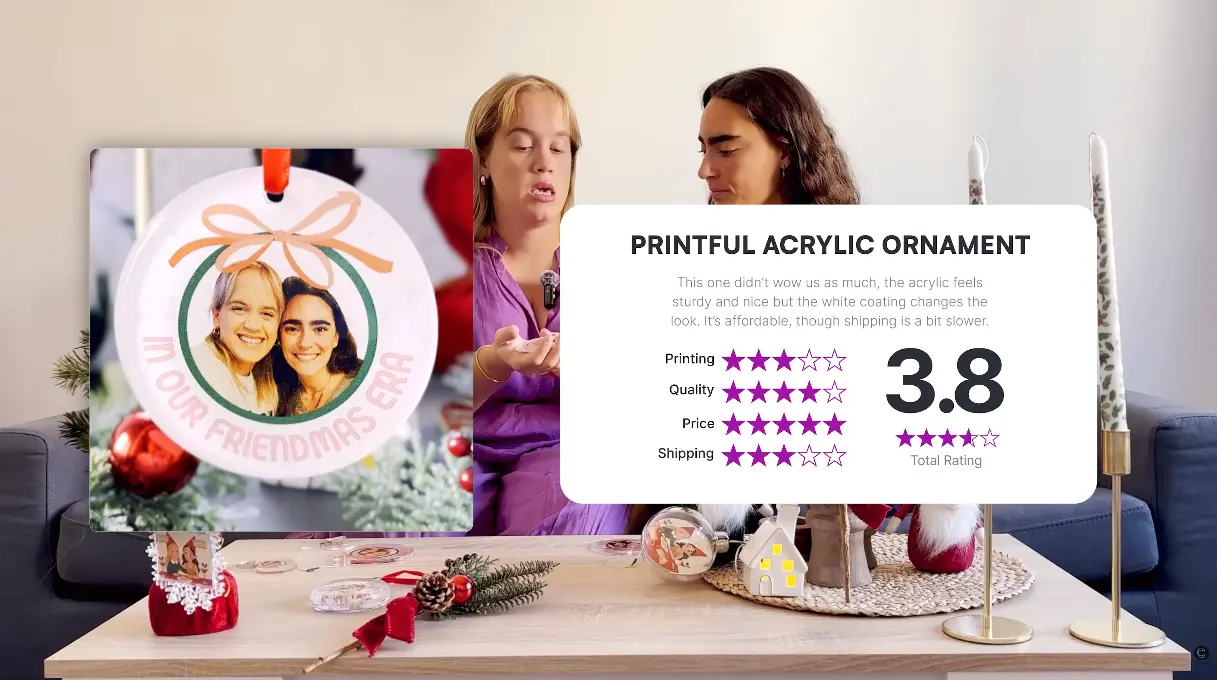 Printful Acrylic Ornaments Rating Card