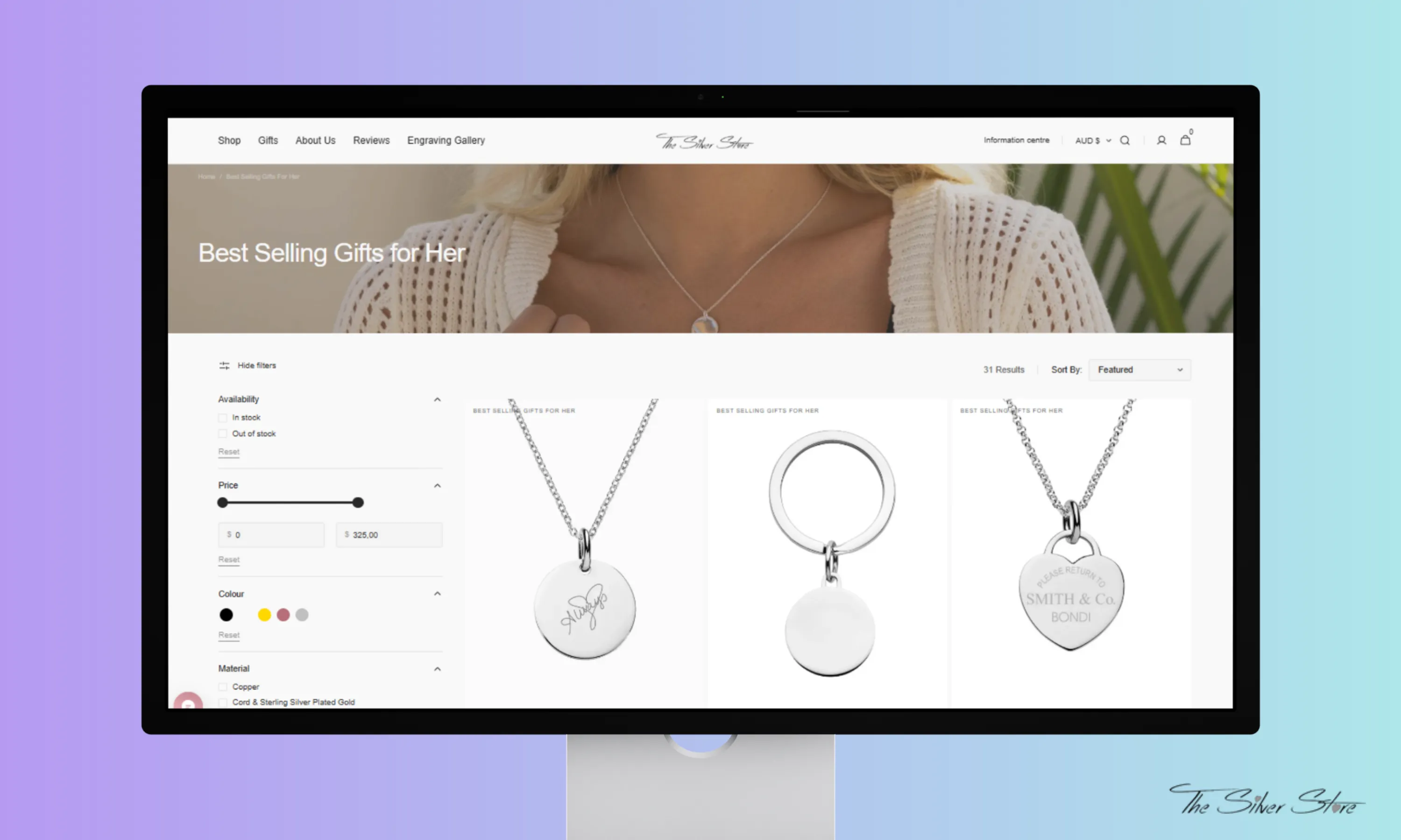 The Silver Store website screenshot