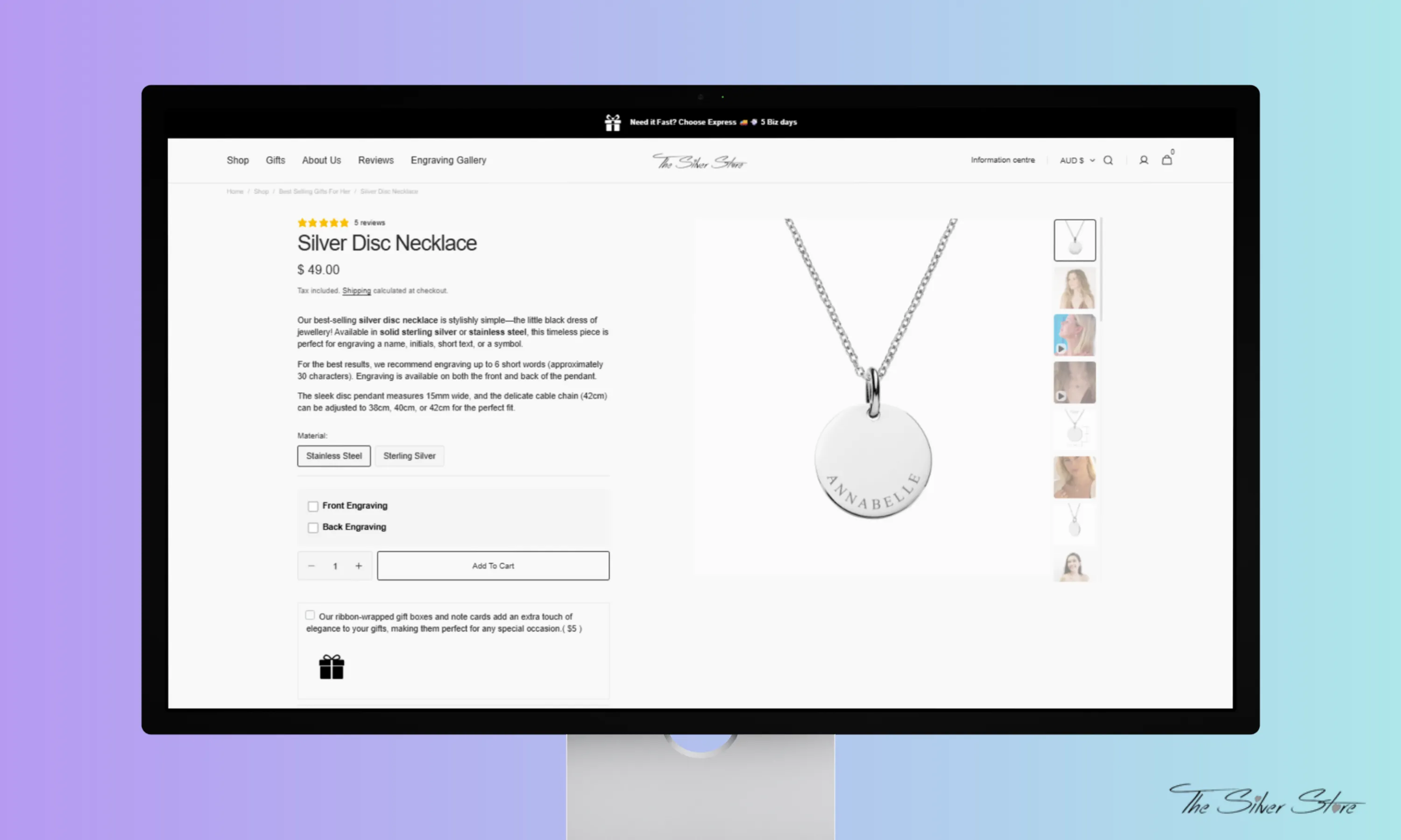 The Silver Store website screenshot