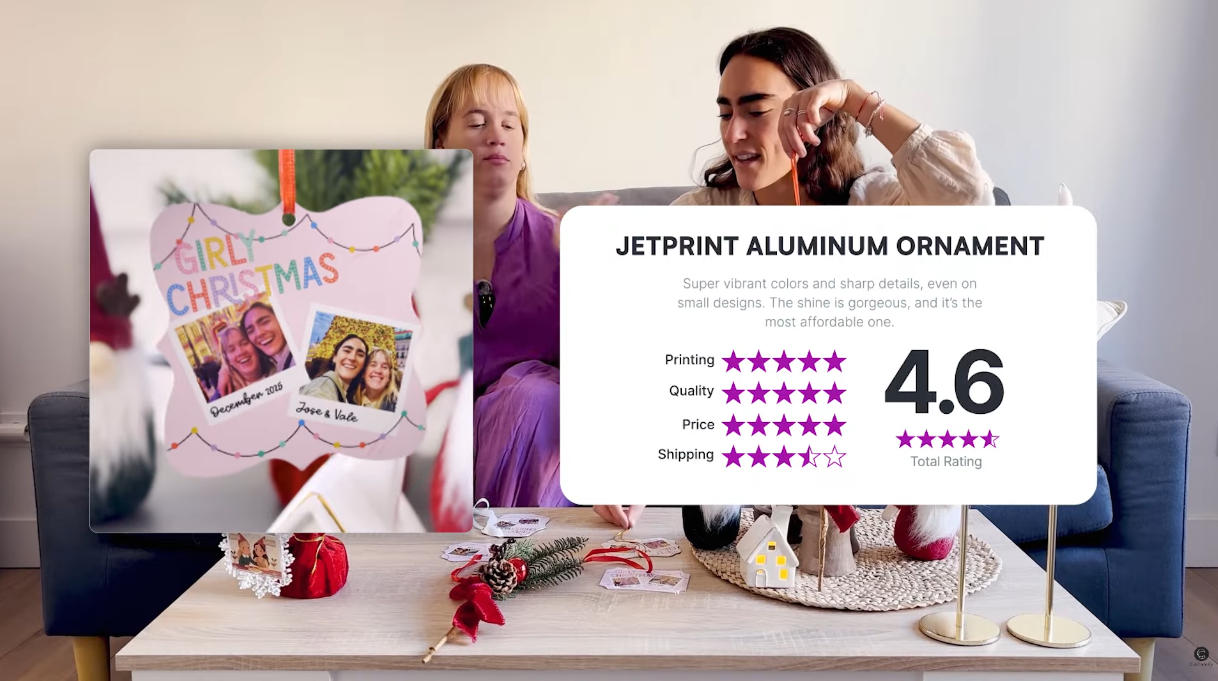 jetprint metal ornaments rating card