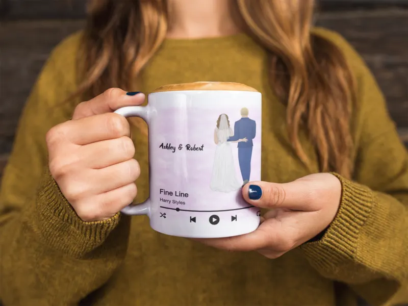 A personalized spotify player mug
