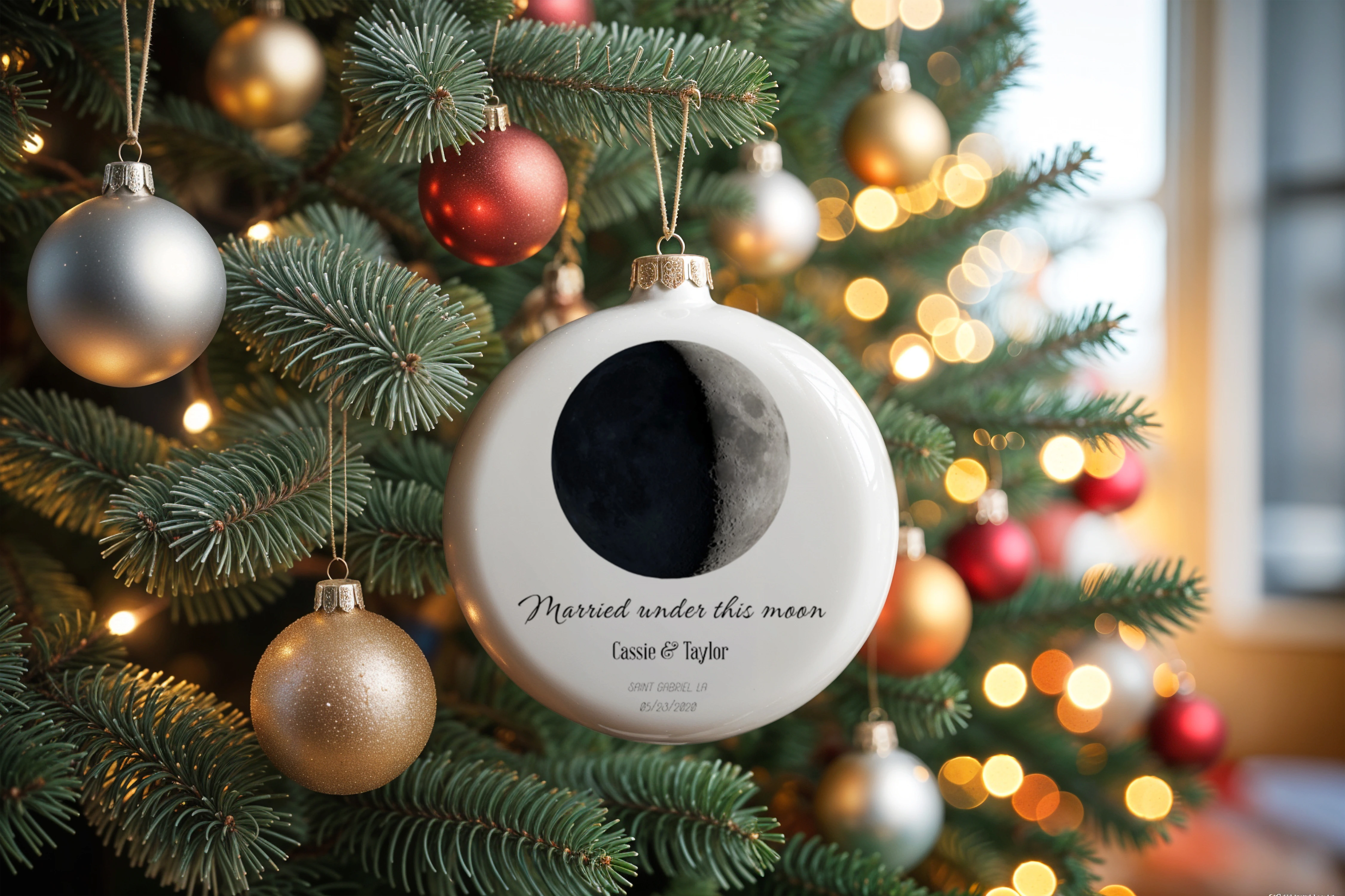 Custom moon phase ornament made with Customily