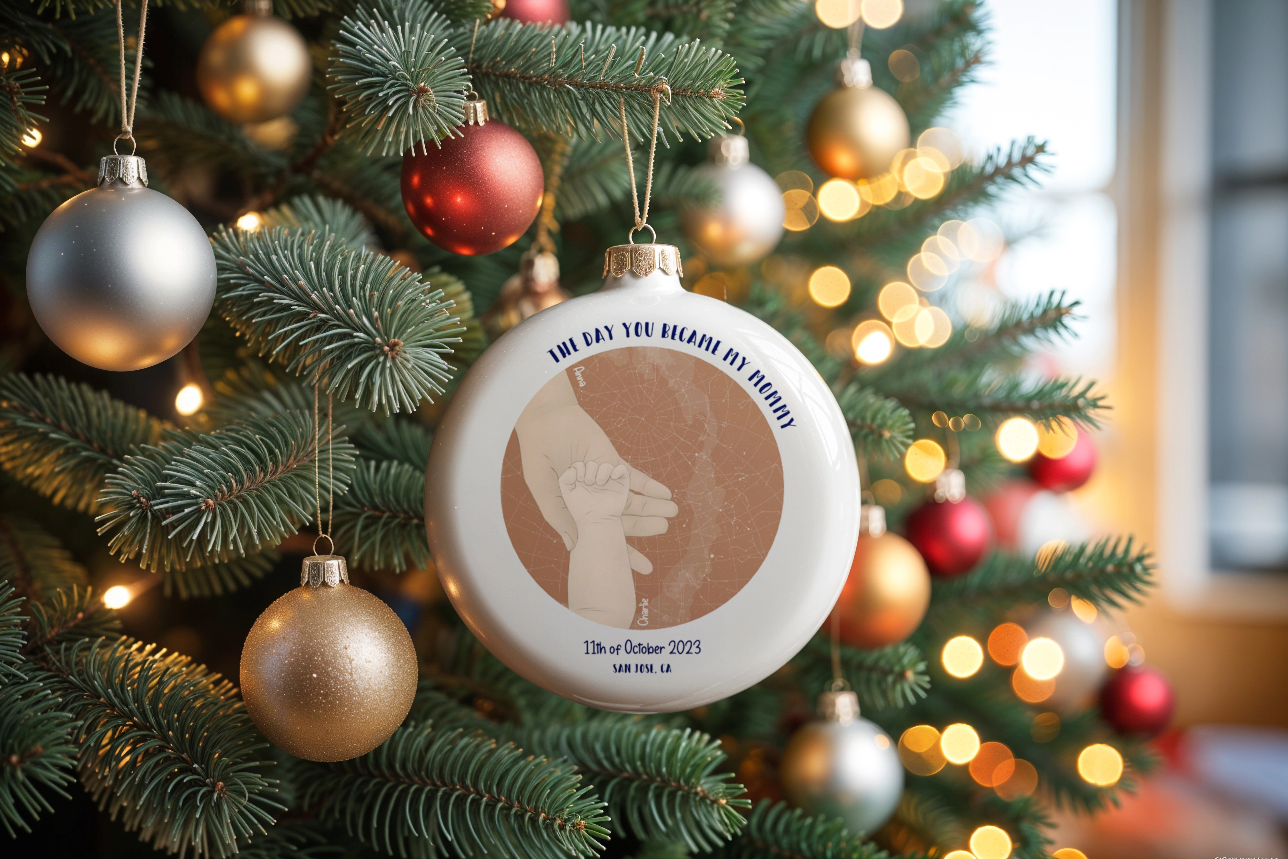 Custom star map ornament made with Customily